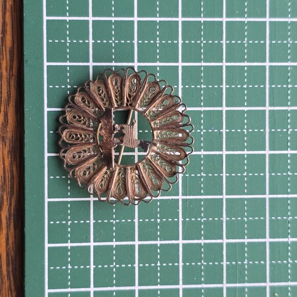 Vintage Alpaca / Llama 985 silver filligree brooch - Picture 9 of 9